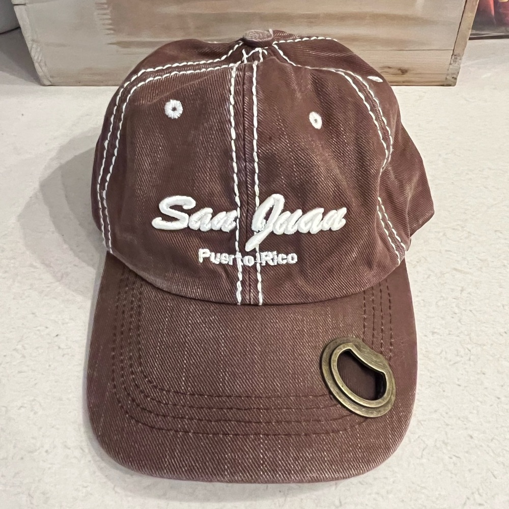 San Juan Puerto Rico Cap Distressed Brown with Bottle Opener